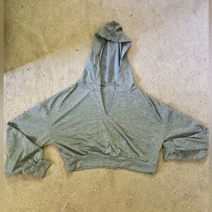 Grey Cropped Lightweight Sweatshirt